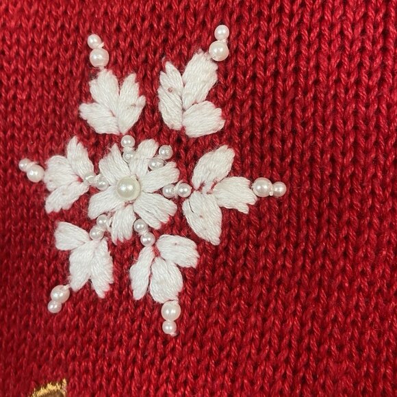 White Stag Winter Reindeer Holiday Christmas 16W Red Embroidered Sweater Vest - Picture 4 of 12